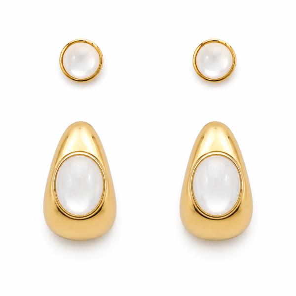 PEARL OPEN TEARDROP JACKET STUD EARRING