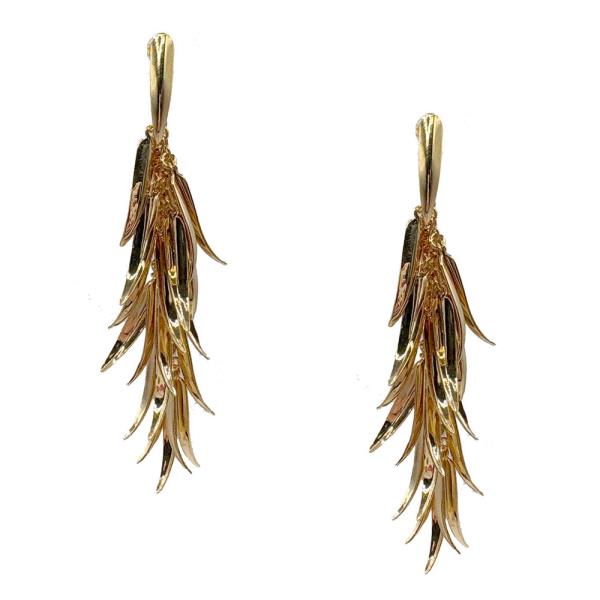 SPIKED FRINGE LINEAR DANGLE EARRING