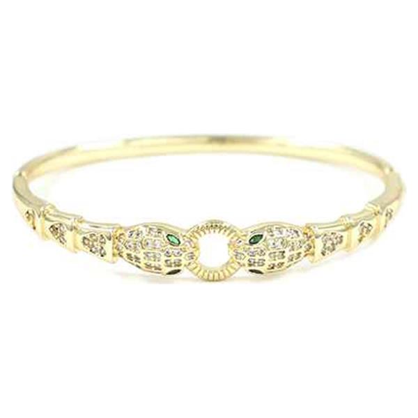 RHINESTONE LEOPARD HINGED BANGLE BRACELET