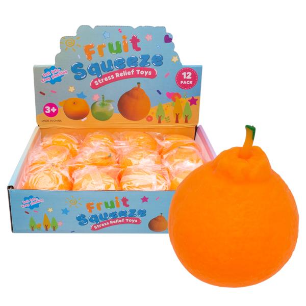 FRUIT ORANGE SQUISHY SQUEEZE TOY (12 UNITS)