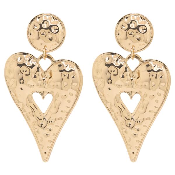 SDJ HAMMERED HEART DROP EARRING