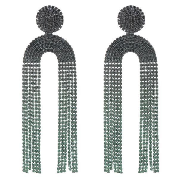 SDJ TASSEL GEOMETRIC U RHINESTONE DROP EARRING