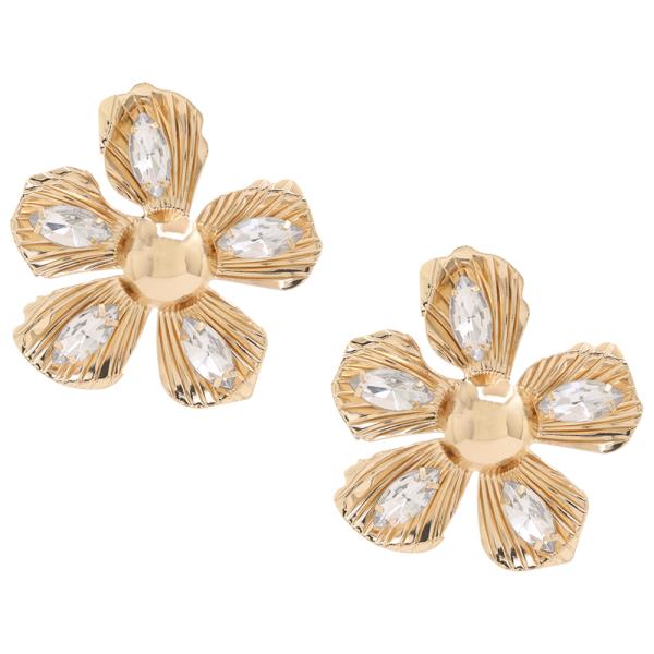 SDJ METAL CRYSTAL FLOWER EARRING