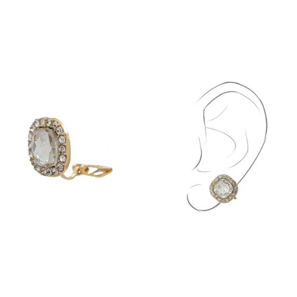 RHINESTONE SQUARE CLIP ON EARRING