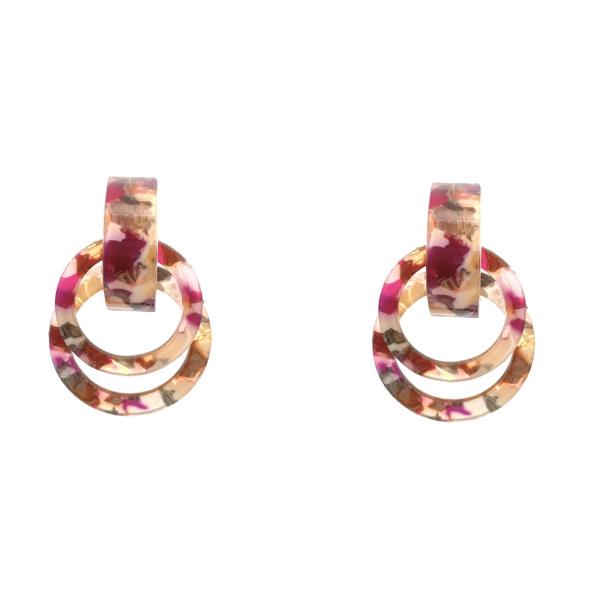 MARBLE RESIN LAYERED CIRCLE DROP EARRING