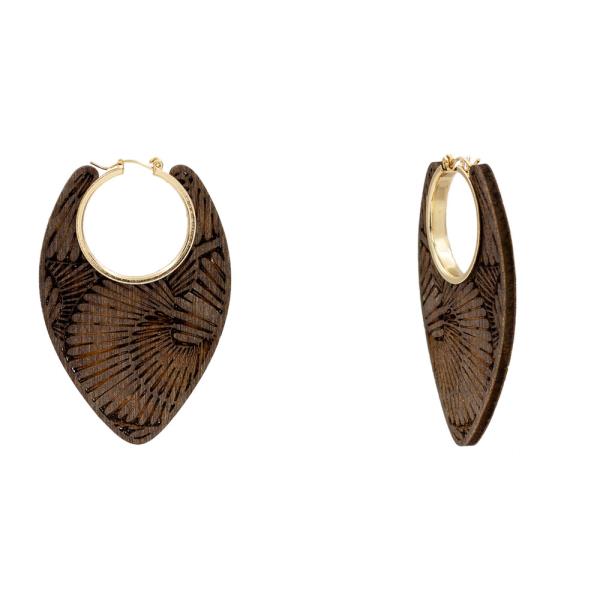 WOOD OPEN TEARDROP DANGLE EARRING