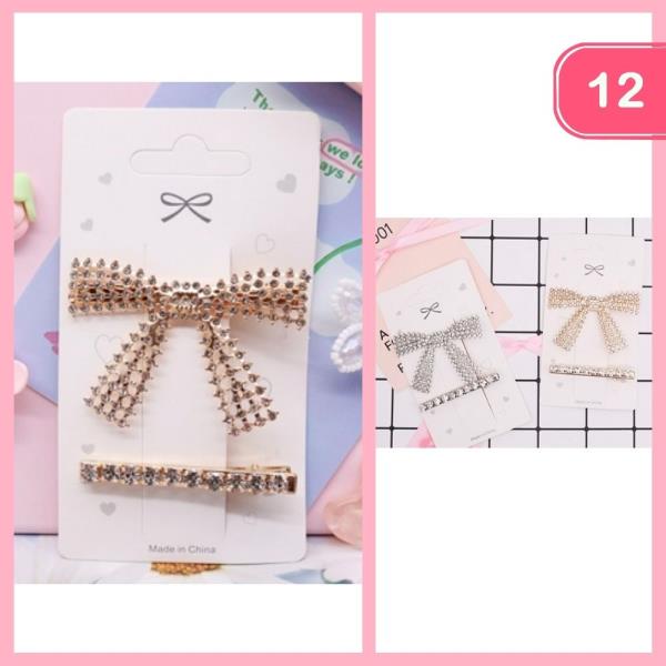 RHINESTONE BOW HAIR PIN (12 UNITS)