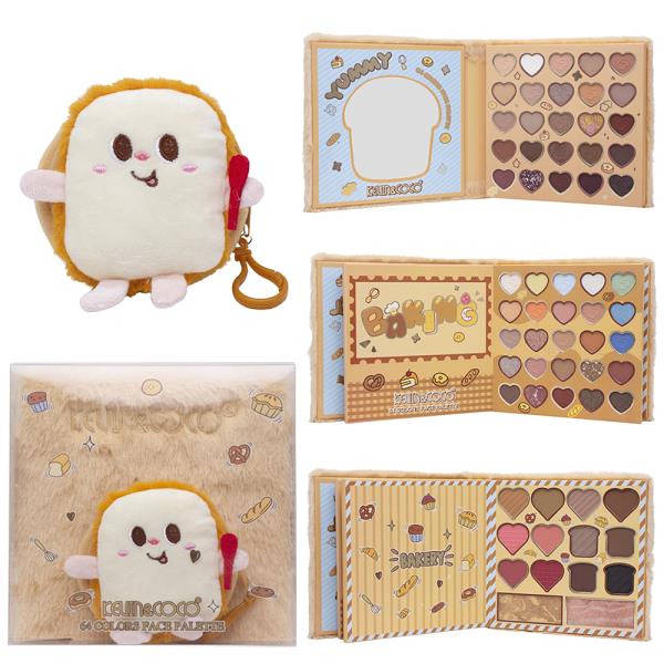 KEVIN AND COCO TOAST 64 COLORS FACE PALETTE BOOKLET W KEYCHAIN COIN PURSE