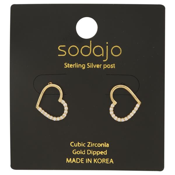SODAJO HEART CZ GOLD DIPPED EARRING
