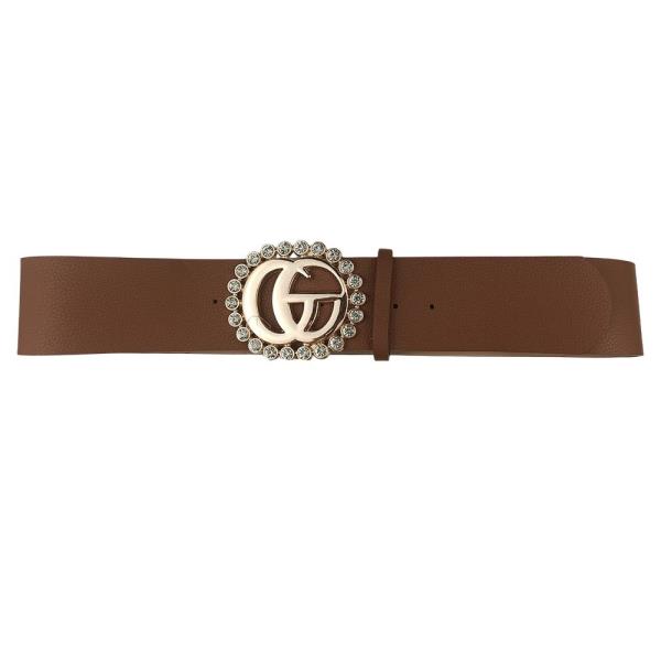 RHINESTONE METAL BUCKLE ELASTIC BELT