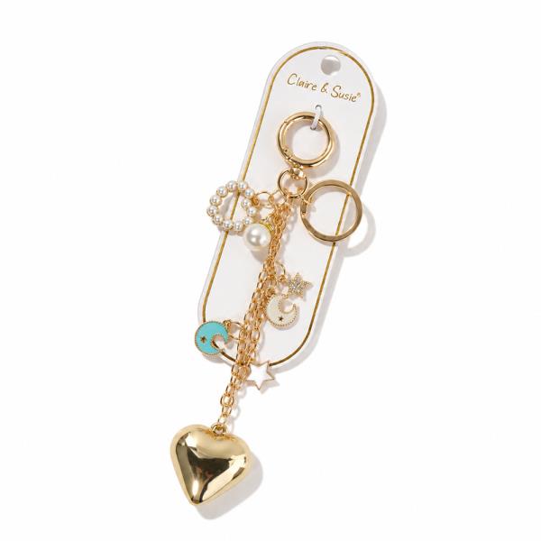 HEART MOON STAR CHARM KEYCHAIN