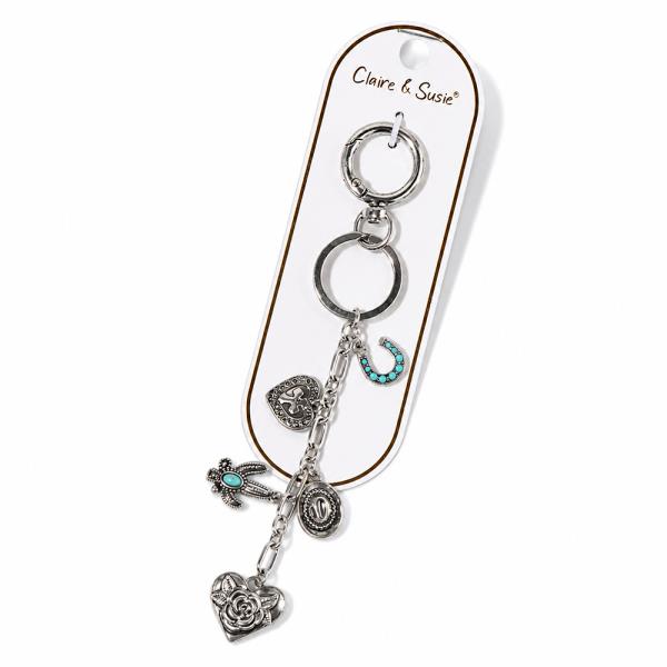 HORSESHOE CACTUS HEART CHARM KEYCHAIN