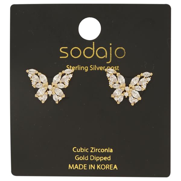 SODAJO BUTTERFLY CZ GOLD DIPPED EARRING