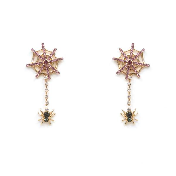HALLOWEEN SPIDER WEB DANGLE EARRING