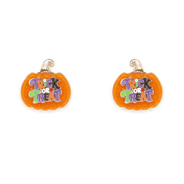 HALLOWEEN TRICK OR TREAT PUMPKIN STUD EARRING