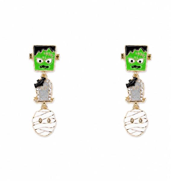 HALLOWEEN PRANKENSTEIN TRIO DANGLE EARRING