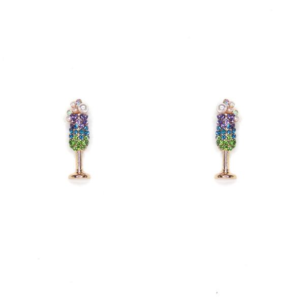 RHINESTONE WINE GLASS STUD EARRING