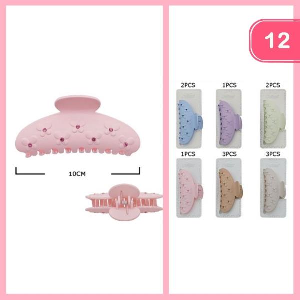 FLOWER RHINESTONE HAIR CLAW CLIP (12 UNITS)