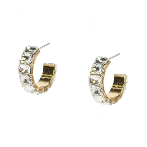 FACETED STONE HUGGIE HOOP EARRING