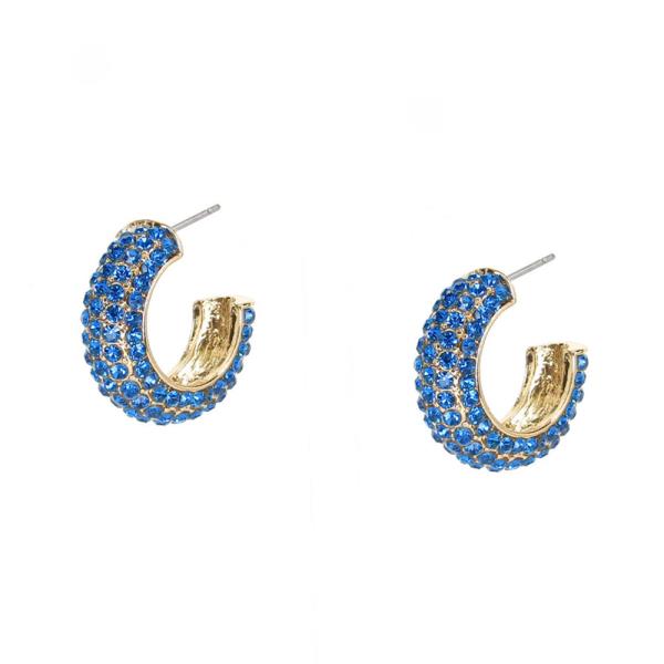 RHINESTONE HUGGIE HOOP EARRING