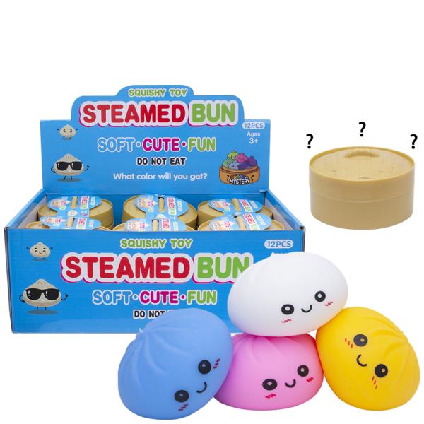 MYSTERY COLOR STEAMED BUN SQUISHY SQUEEZE TOY (12 UNITS)