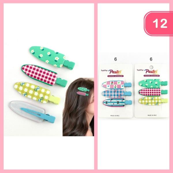 FLOWER BOW CREASELESS HAIR PINS (12 UNITS)