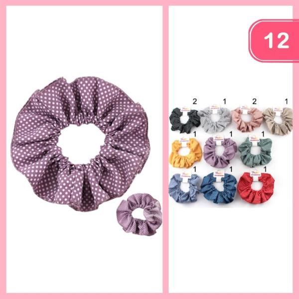 POLKA DOT HAIR SCRUNCHIE (12 UNITS)