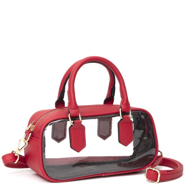 CLEAR ZIPPER HANDLE SATCHEL BAG