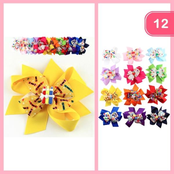 BACK TO SCHOOL HAIR BOW (12 UNITS)