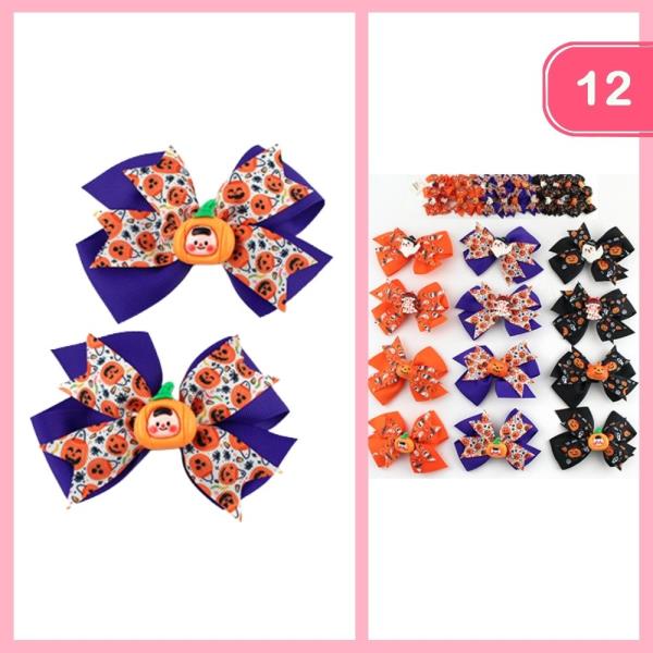 HALLOWEEN RIBBON HAIR BOW (12 UNITS)