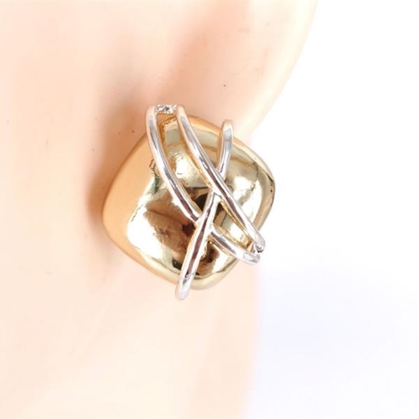 TWO TONE ABSTRACT KNOT STUD EARRING