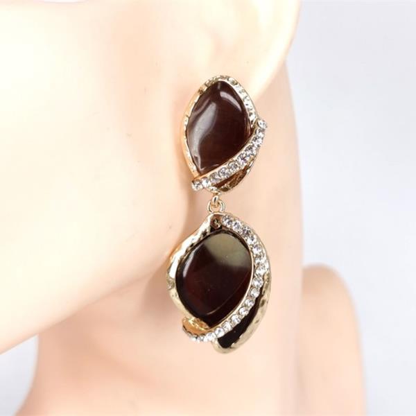 RHINESTONE MARBLE TEARDROP DANGLE EARRING