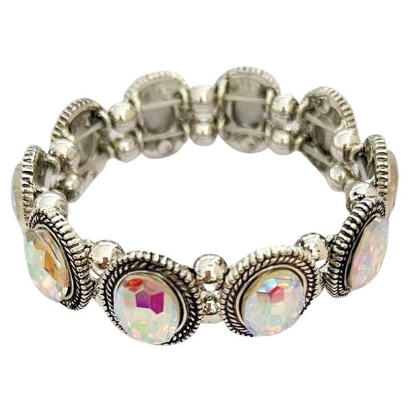 WESTERN RHINESTONE STONE STRETCH BRACELET