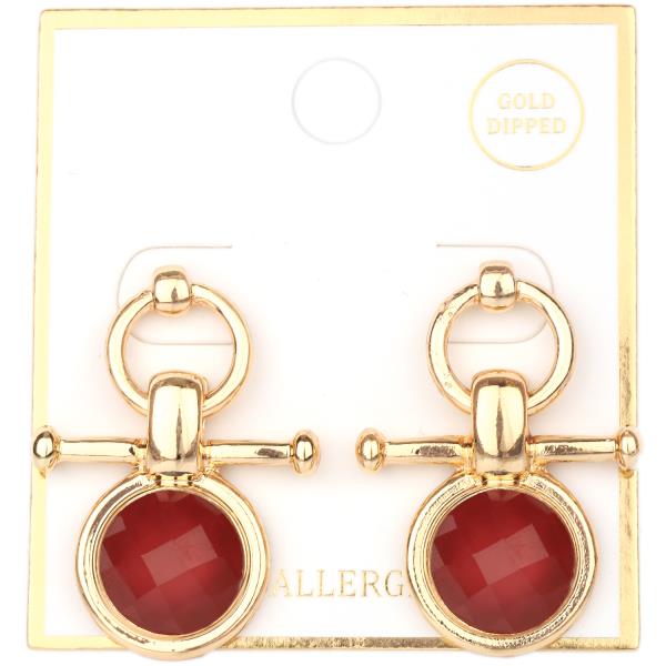 METAL EPOXY STONE POST EARRING