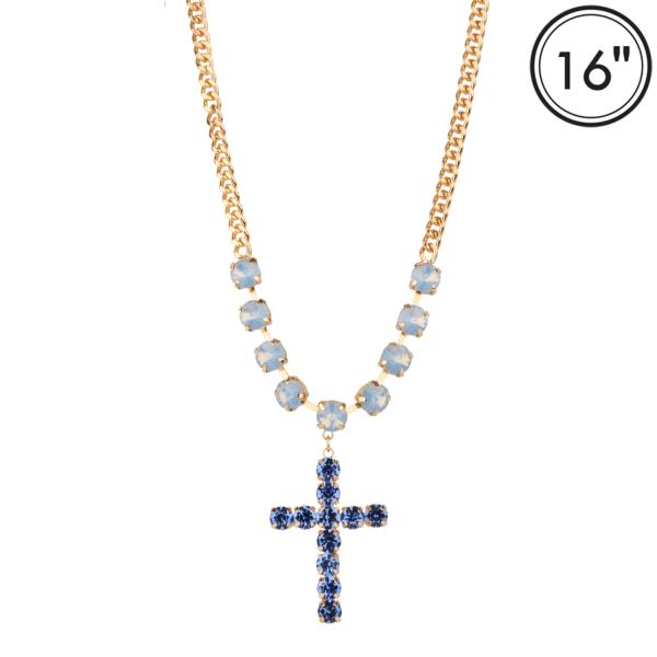 RHINESTONE CROSS LINK NECKLACE