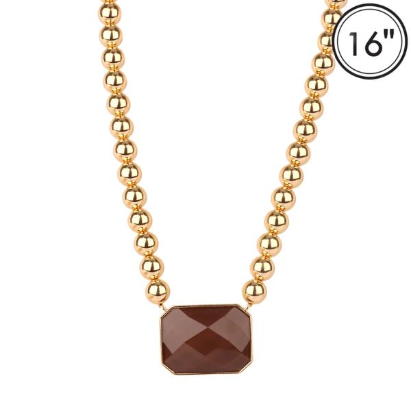 CCBBALL EPOXY STONE NECKLACE