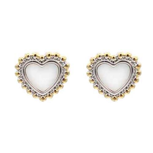 TWO TONE HEART STUD EARRING