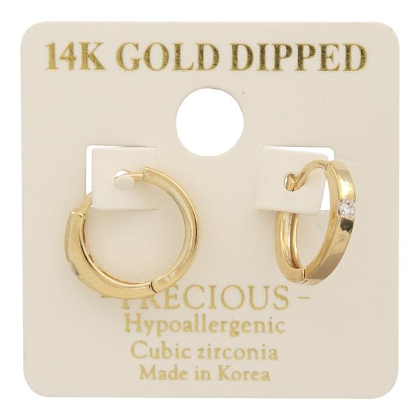 14K GOLD DIPPED CZ SMALL ACCENT HUGGIE EARRING