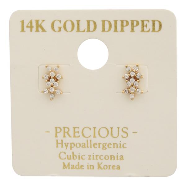 14K GOLD DIPPED CZ DELICATE SNOWFLAKE DESIGN STUD EARRING