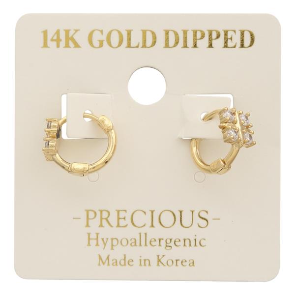 14K GOLD DIPPED SPARKLING HUGGIE EARRING