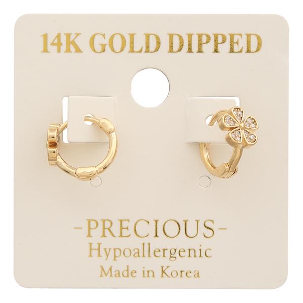 14K GOLD DIPPED LUCKY SPARKLING HUGGIE EARRING