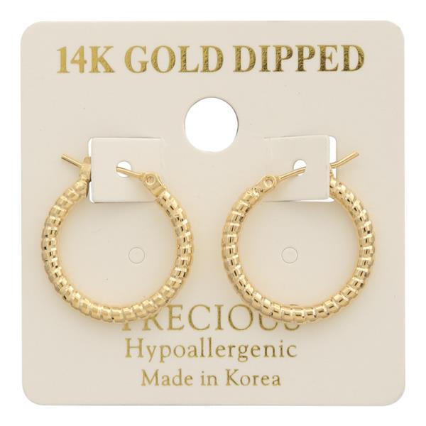 14K GOLD DIPPED TEXTURED HOOP EARRING
