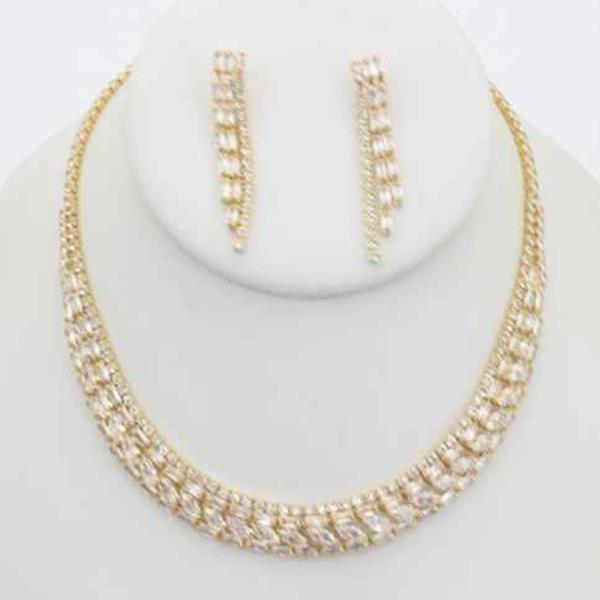 CZ TENNIS NECKLACE EARRING SET