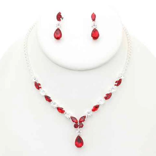 CZ TEARDROP NECKLACE EARRING SET