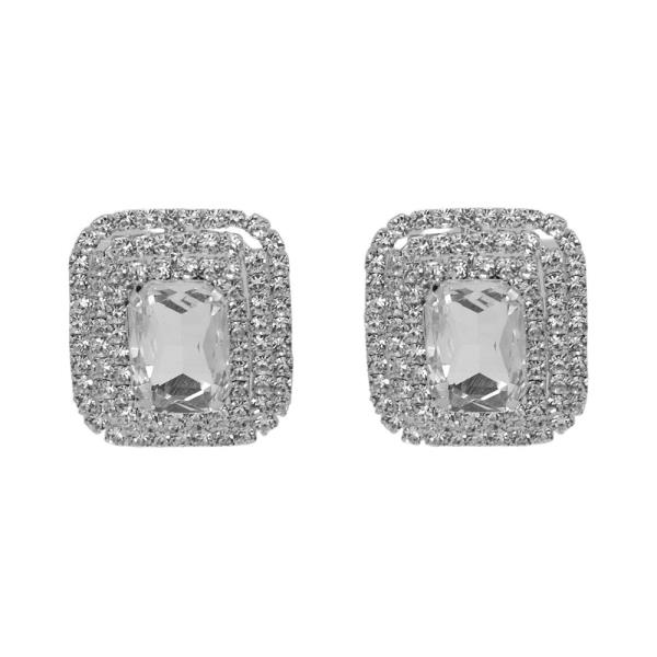 RHINESTONE SQUARE STUD EARRING
