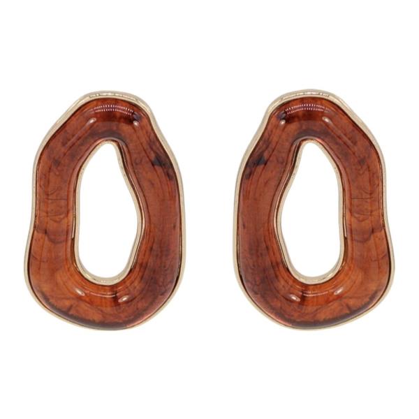 MARBLE RESIN OPEN OVAL STUD EARRING