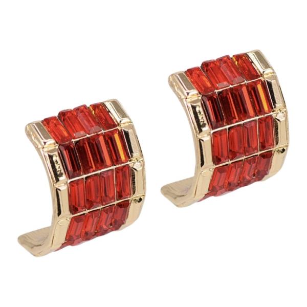 BAGUETTE RHINESTONE HUGGIE HOOP EARRING
