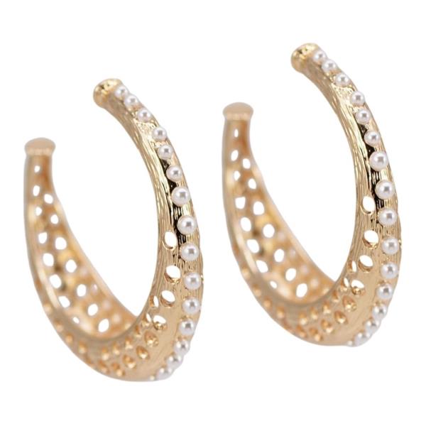 PEARL PUFFY HOOP EARRING