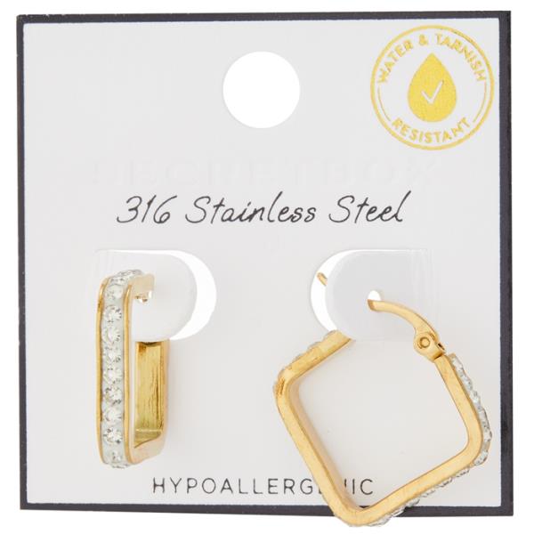 SECRET BOX STAINLESS STEEL 20MM SQUARE HOOP EARRING