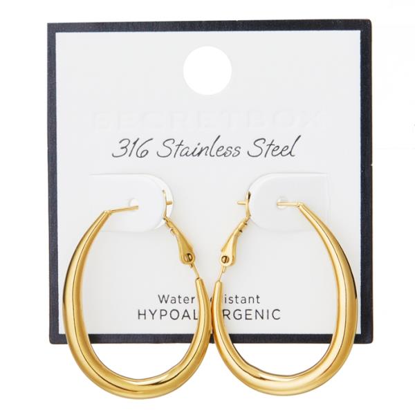 STAINLESS STEEL PLAIN OVAL 35MM HOOP EARRING